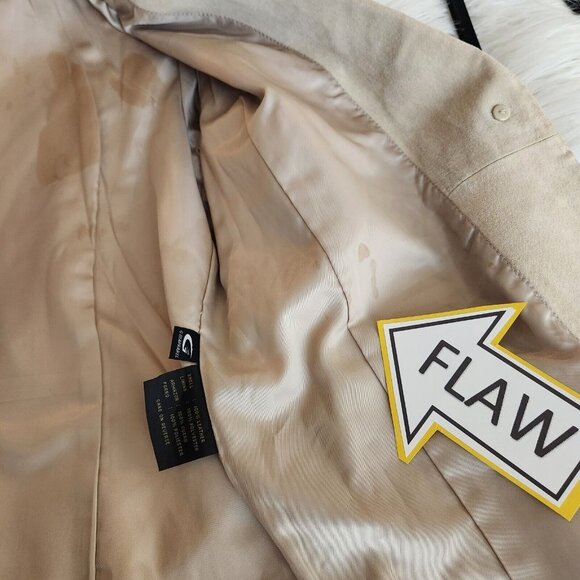 Siena Womens Blazer Size 10 Beige Collared 100% Leather Collared 2 Button Jacket - Picture 11 of 16